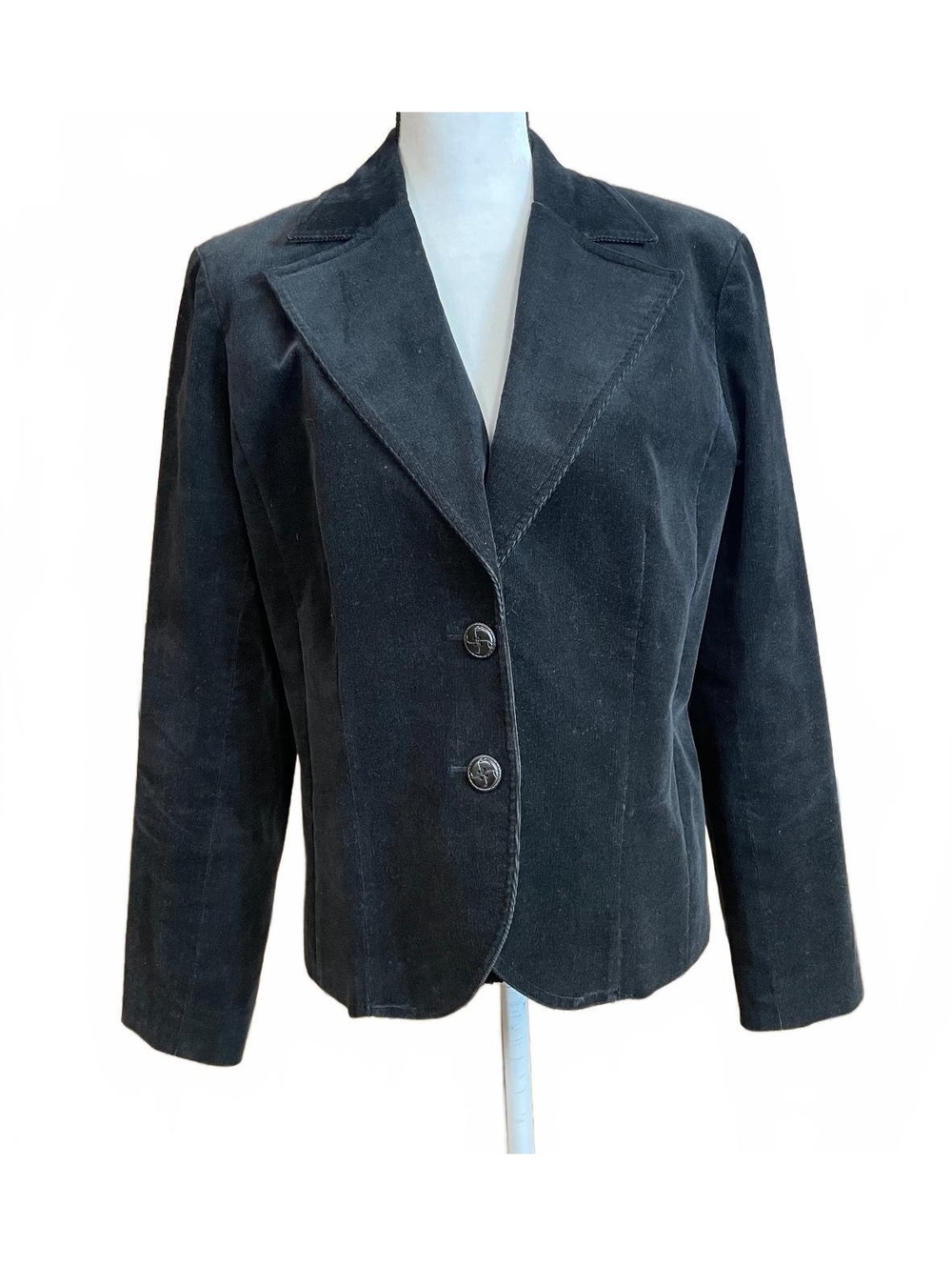 August Silk black corduroy blazer size 12